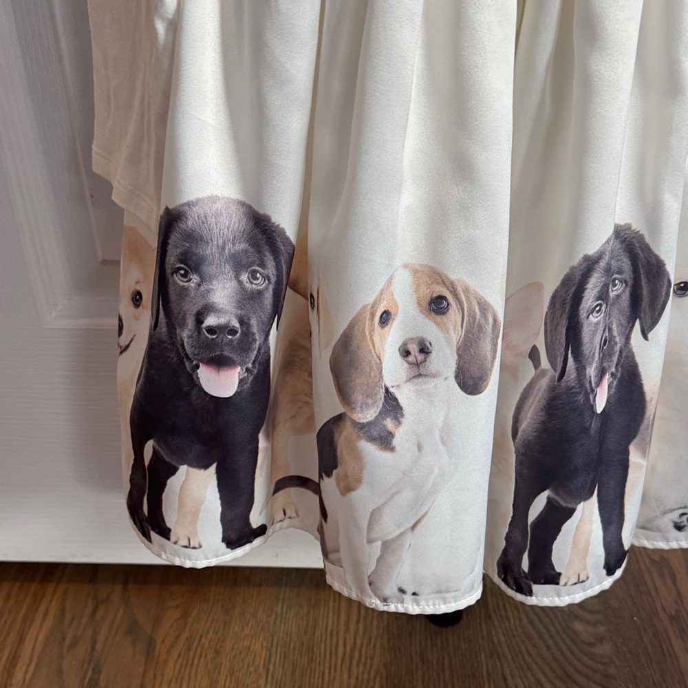 Peek White Long Sleeve Dress with Puppy Print - Picture 2 of 5